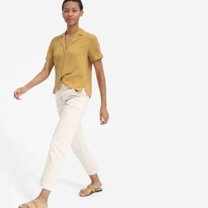 Everlane Short-Sleeve Silk Notch Shirt SIze 2 in Mustard Gold